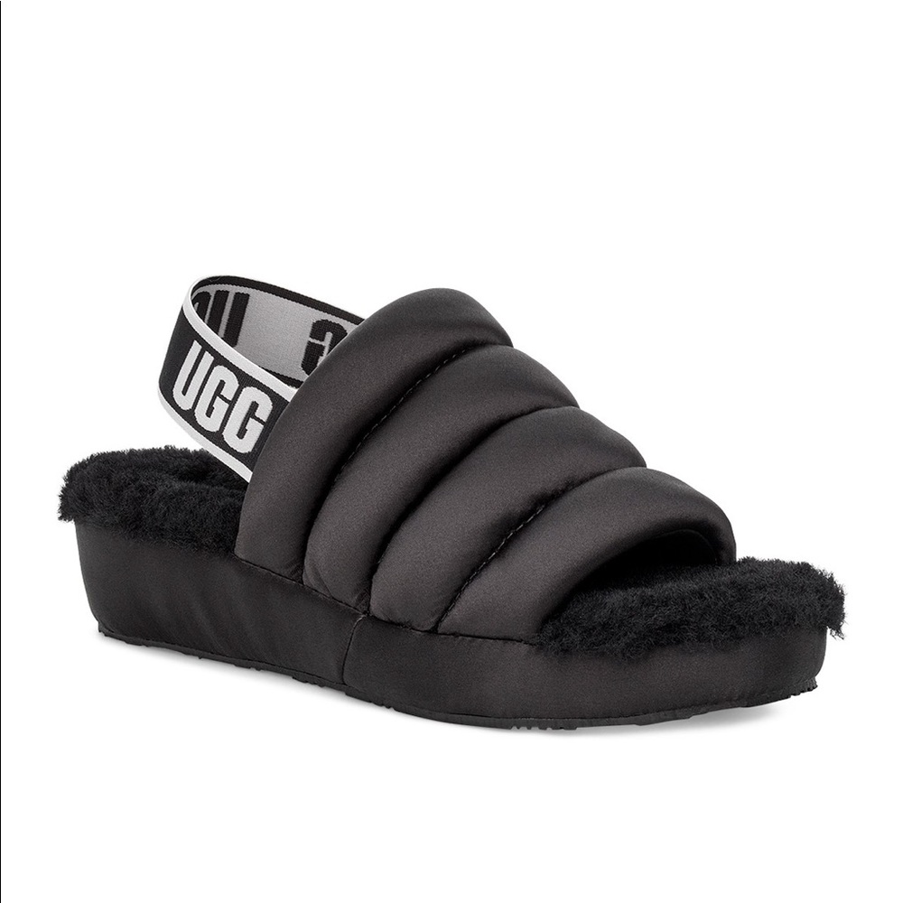 NEW UGG Puff Yeah Slingback Satin Slides